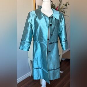 Massimo Boutique Canadian Raw Silk Shantung Jacket - Peacock Blue - Size 12